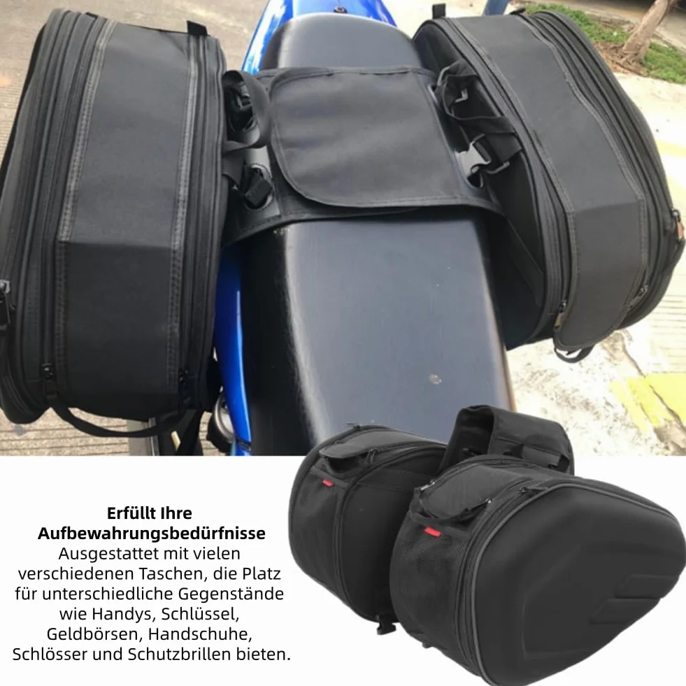 Borsa Sella Moto Impermeabile Tessuto Oxford 600D Grande Capacità Nero