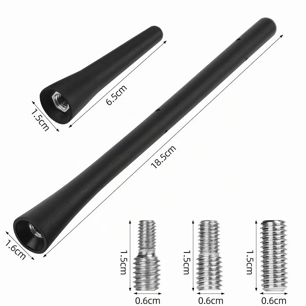 Antena Universale per Auto 6,5cm + 18,5cm FM/AM/DAB con Viti M4 M5 M6