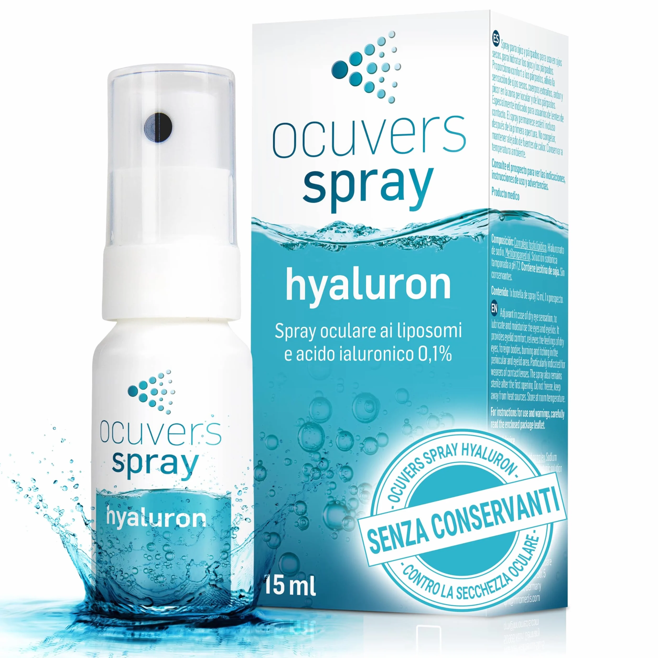 Ocuvers Hyaluron Spray Oculare 15 ml – spray per secchezza oculare con liposomi, senza conservanti