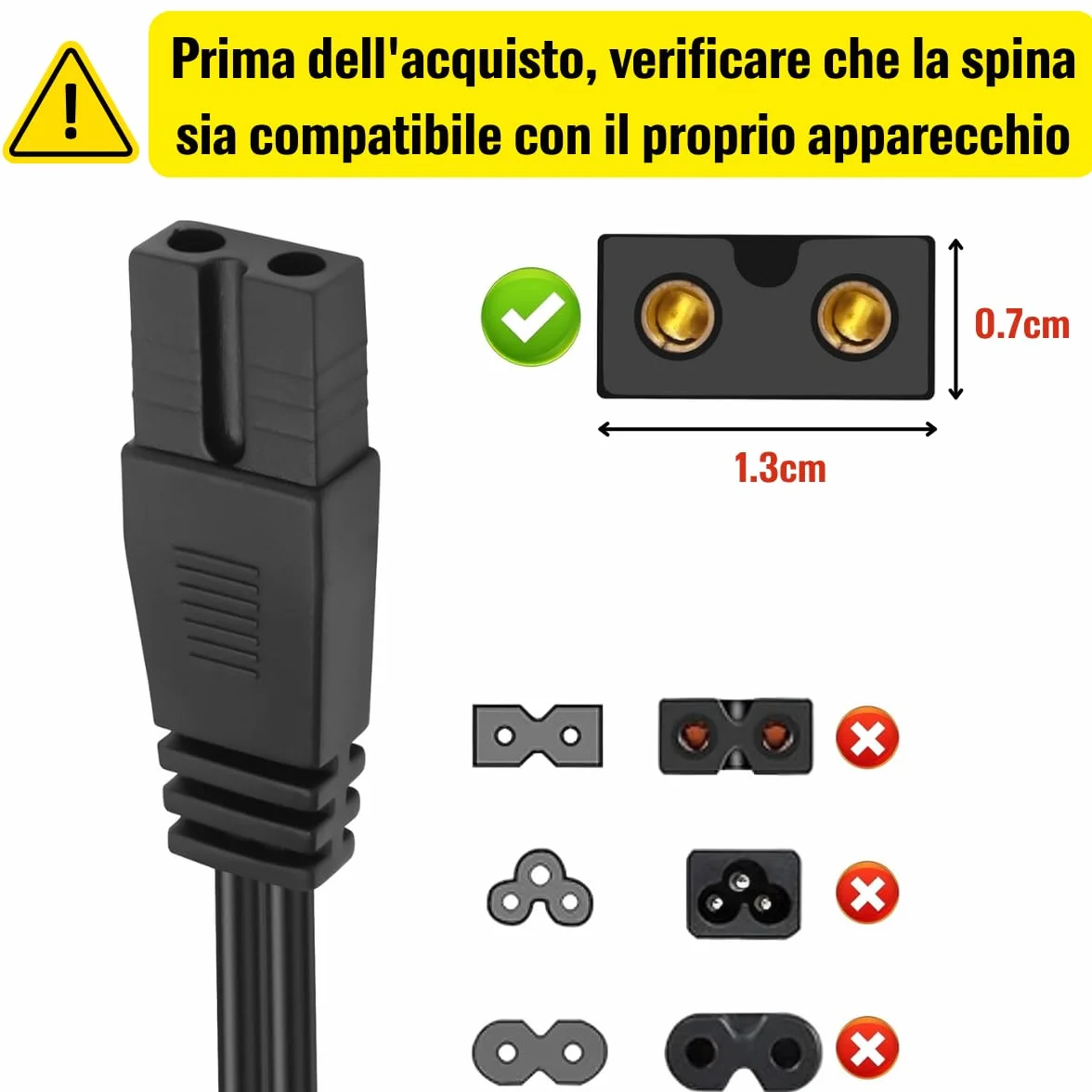 Cavo Alimentazione 12V 24V Frigorifero Portatile 3,5 m Presa Accendisigari 2 Pin 16 AWG Rame