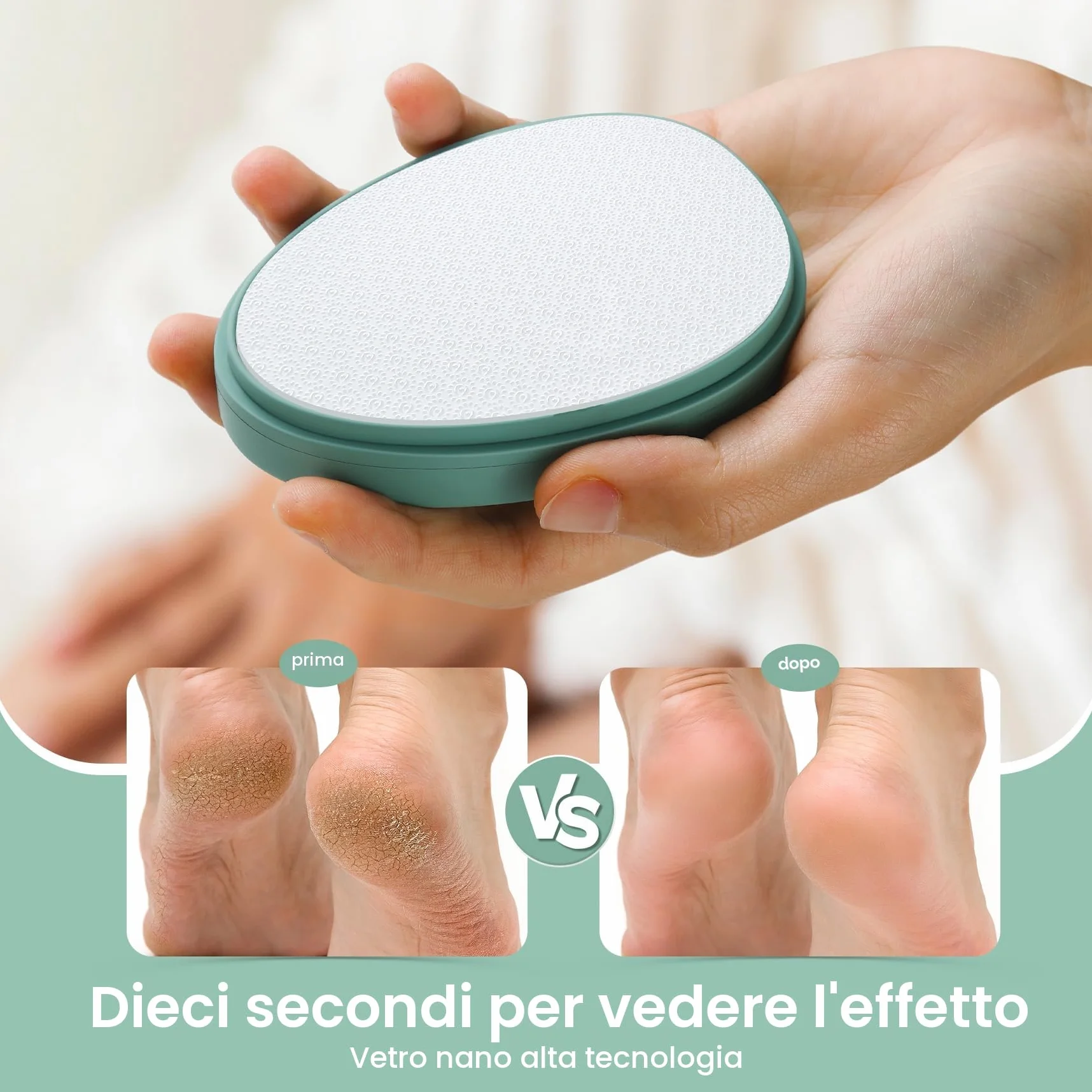 BEZOX Lima per piedi e rimozione calli in nano-vetro 2 in 1 - Rimozione calli efficace per piedi vellutati