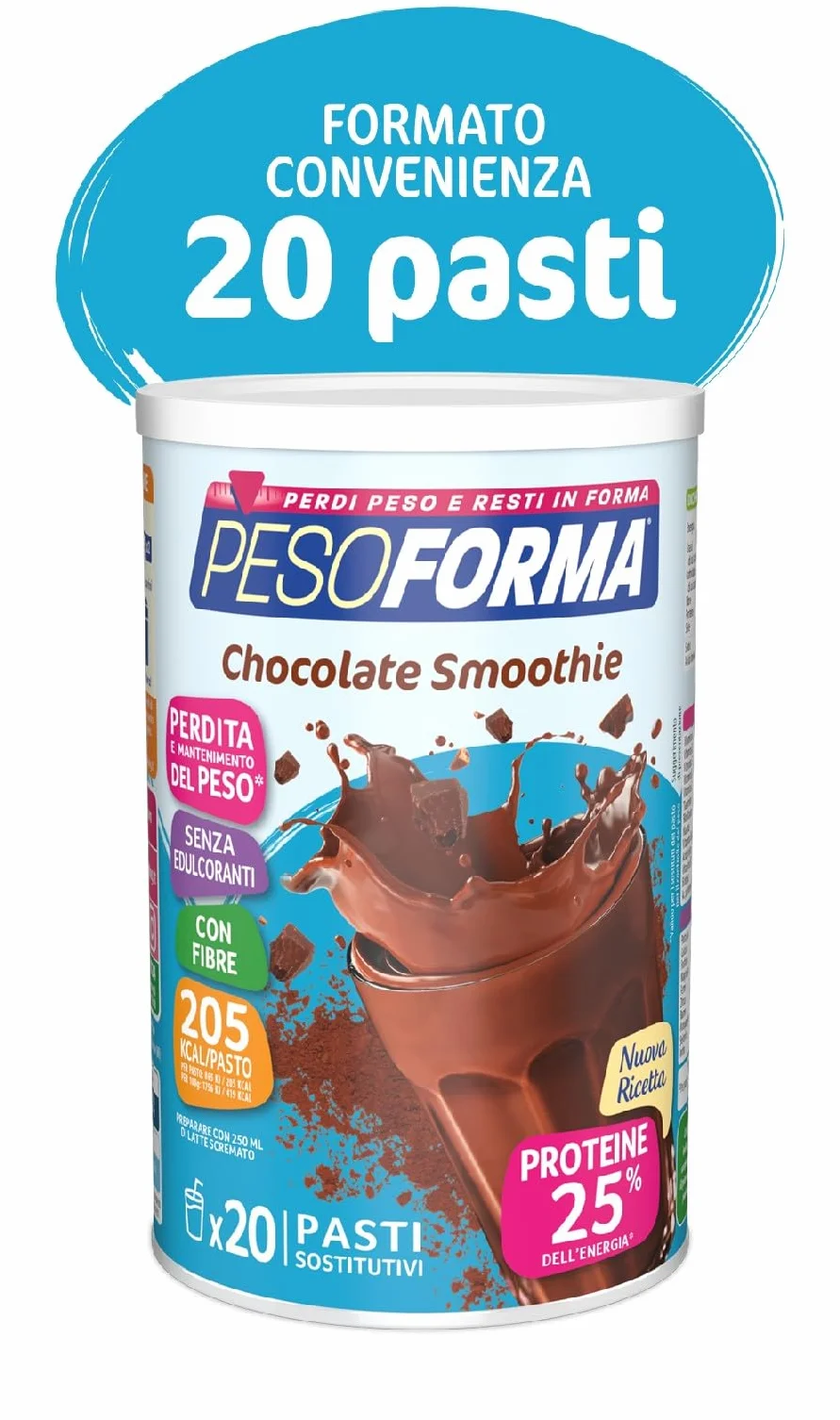 PESOFORMA CHOCO SMOOTHIE, Pasto Sostitutivo per il Controllo del Peso, 20 pasti, 540 gr