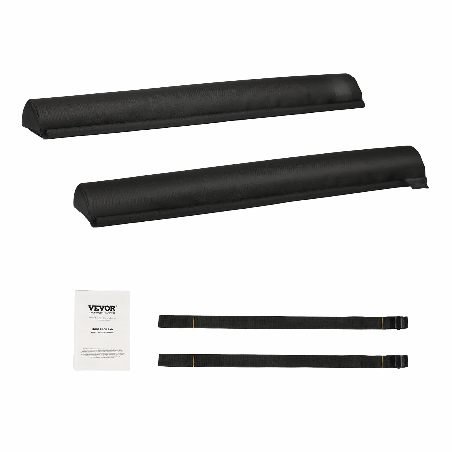 VEVOR Cuscinetti Morbidi per Portapacchi da Tetto, Cuscinetto Universale per Portapacchi per Auto 711,2 mm, Carico 40 kg con 2 Cinghie di Fissaggio e Velcro, Portapacchi per SUP, Canoa, Snowboard