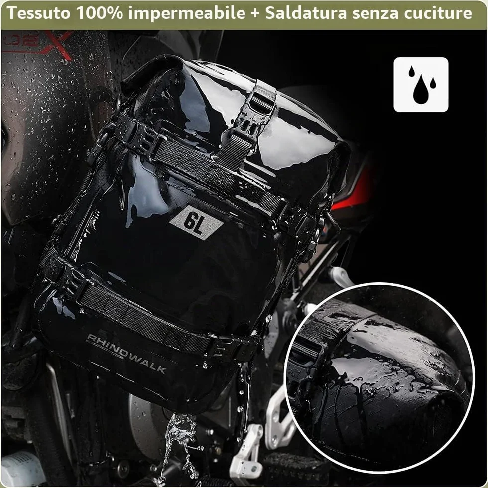 Rhinowalk Borsa multifunzione per moto 6L nero
