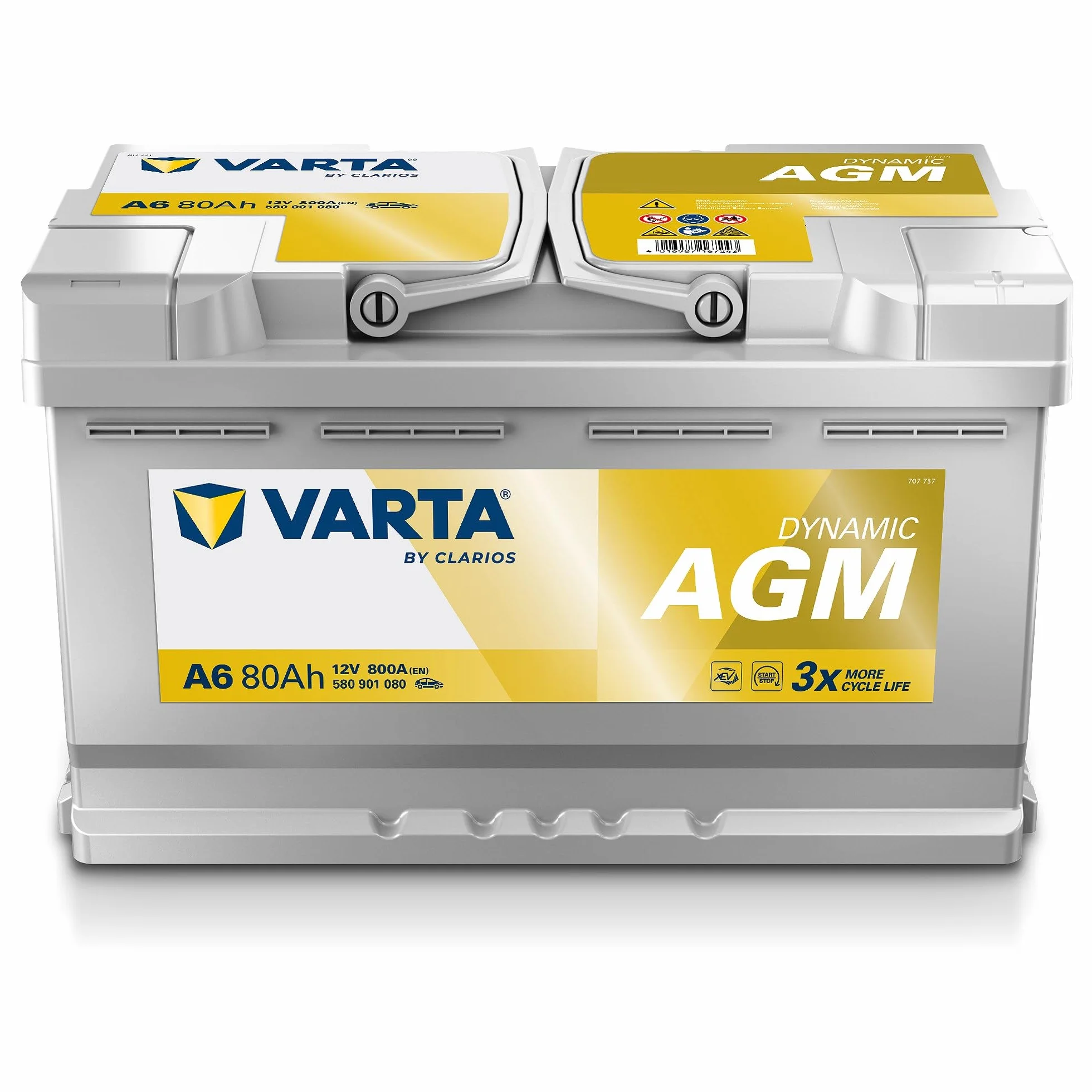 VARTA Automotive DYNAMIC AGM (A6) 12V 80Ah 800A Batteria auto al piombo-acido per start-stop e xEV