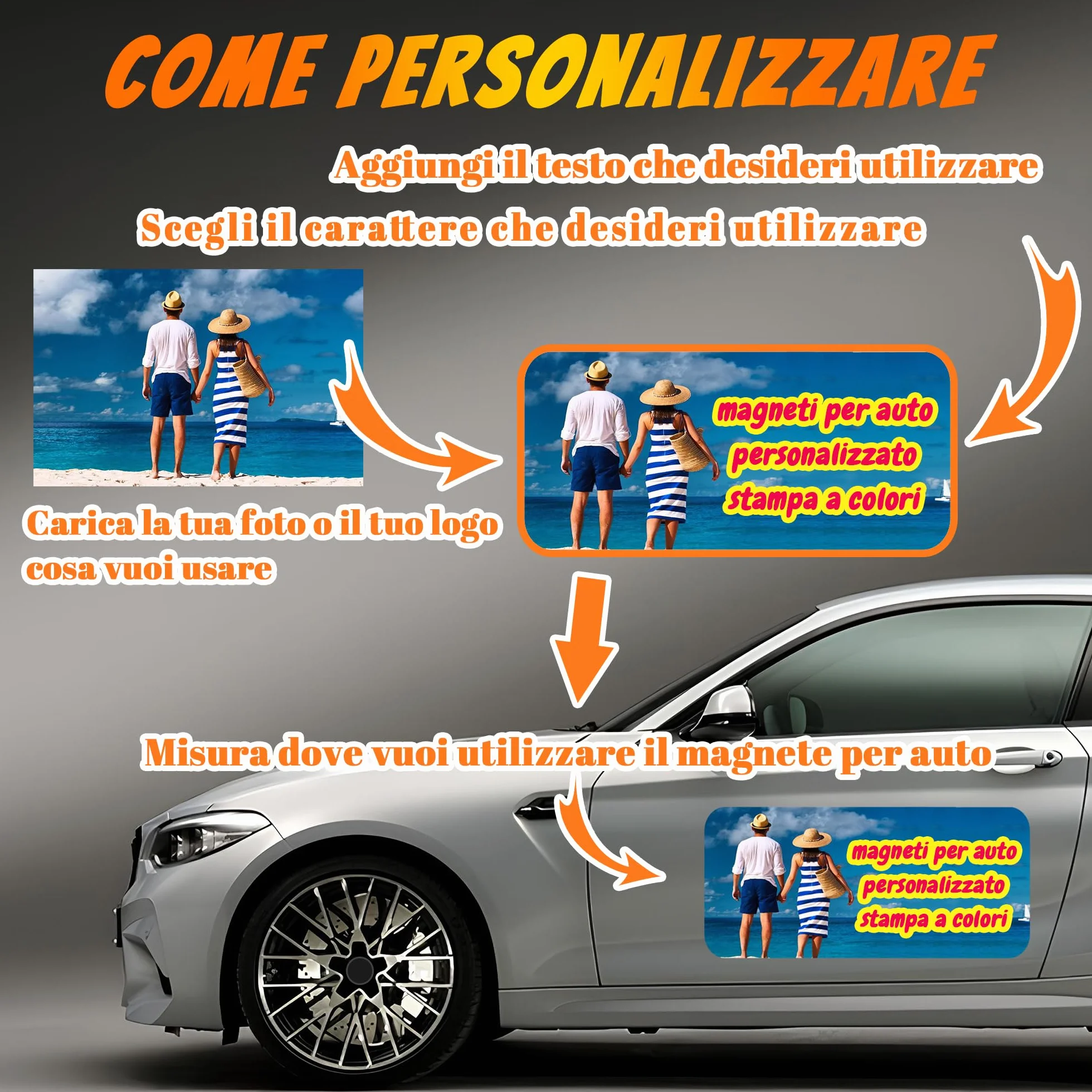 Adesivi per Auto Magneti Personalizzati con Testo e Logo, Magnete Pubblicità Aziendale