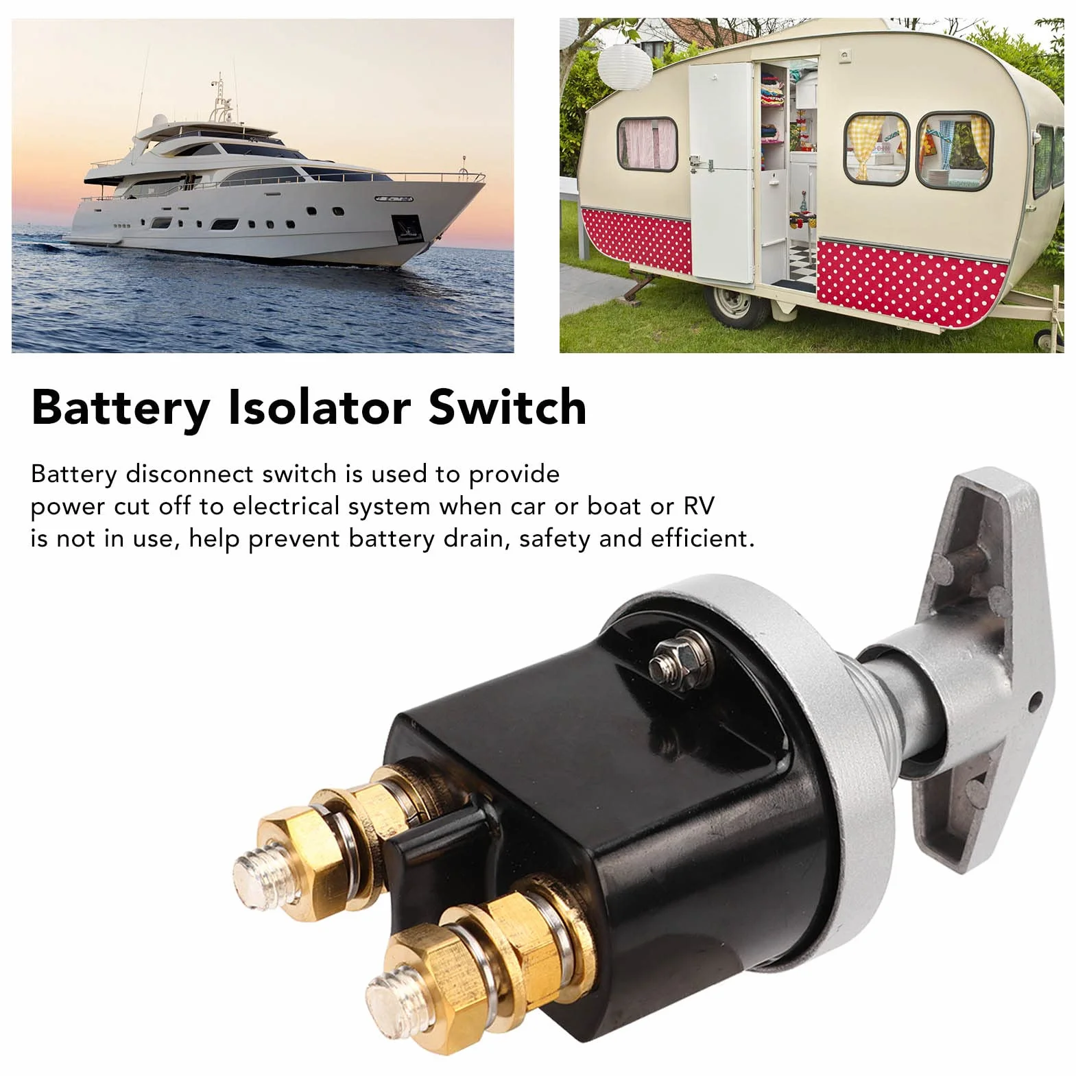 Interruttore Stacca Batteria 12V/24V 300A Impermeabile con Chiave - Scollegamento Sicuro per Auto, Barca, Camion, RV (Incluso Tappo Protettivo)