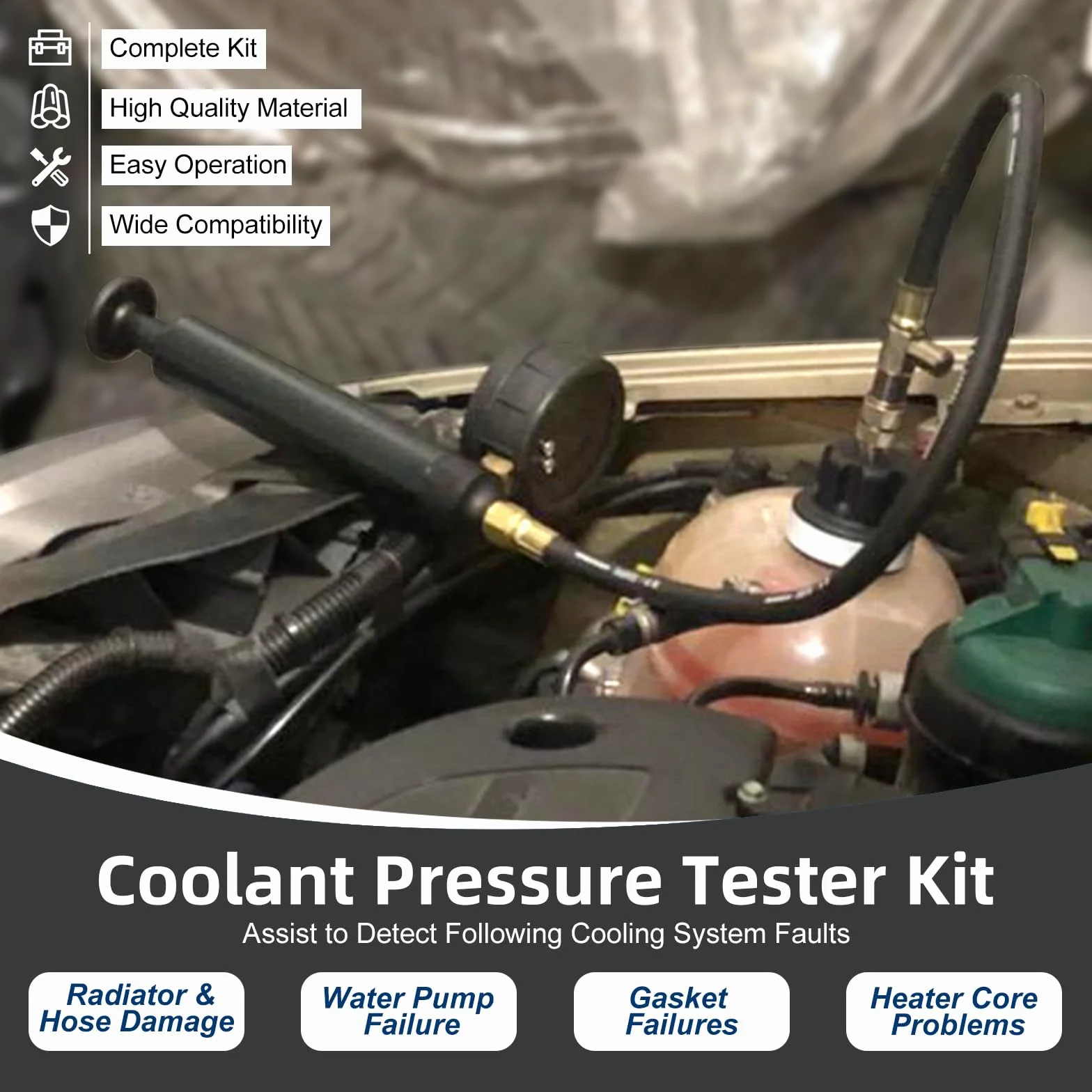 FreeTec Tester Pressione Radiatore Universale, Prova Perdite Impianto Raffreddamento