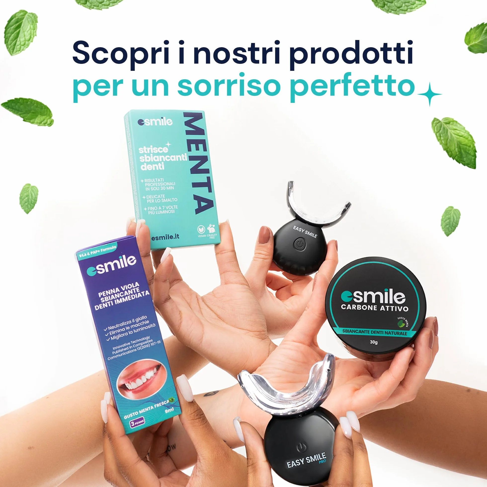 Esmile Kit Sbiancante Denti Professionale LED 16 Luci – Sbiancamento Istantaneo per Denti Sensibili