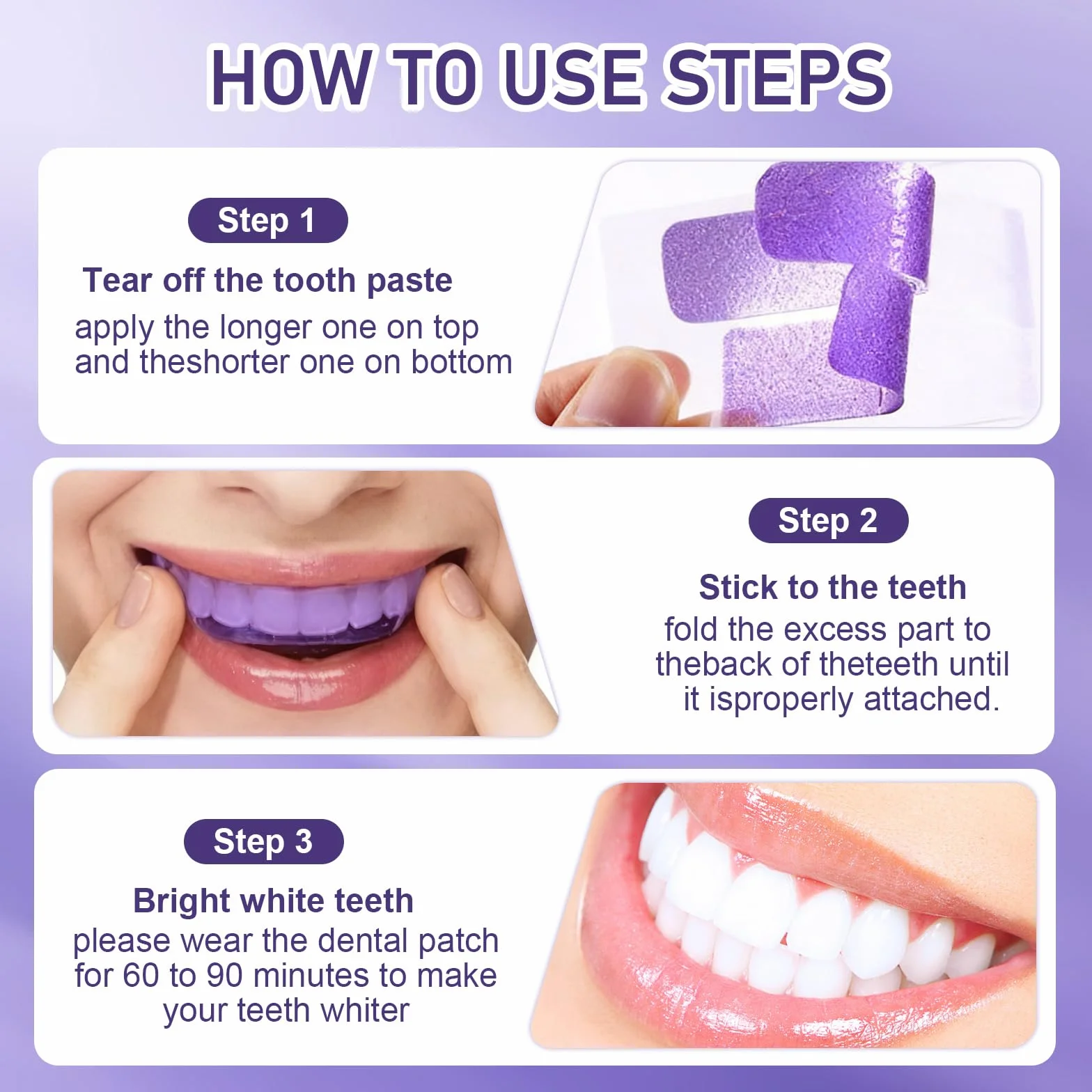 Strisce Sbiancanti Denti Viola 14pcs, Kit Sbiancamento Dentali Professionale, Effetto Rapido