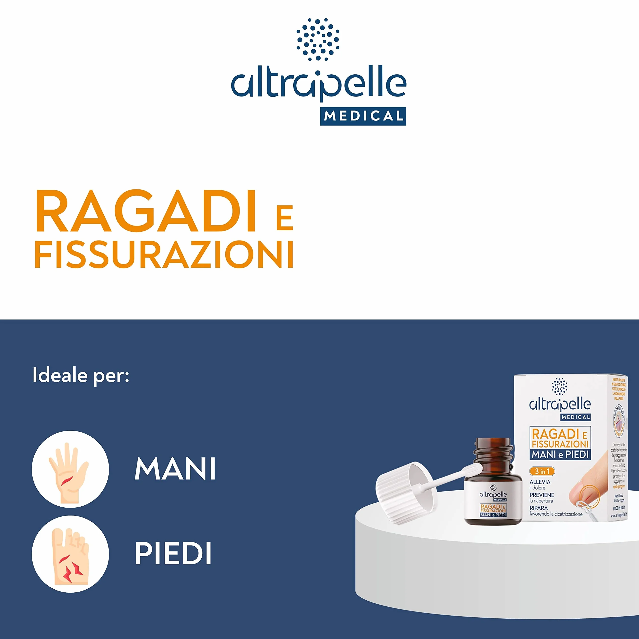 Altrapelle Medical Cerotto Liquido per Ragadi e Fissurazioni Mani e Piedi, 7 ml