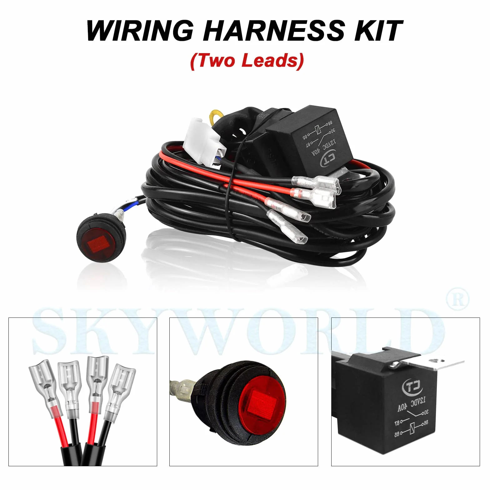 SKYWORLD 2 Pcs 7 Pollici 18 cm 120W Faro da Lavoro LED 12V Toggle Cablaggio Kit per 4x4 Moto Auto ATV SUV