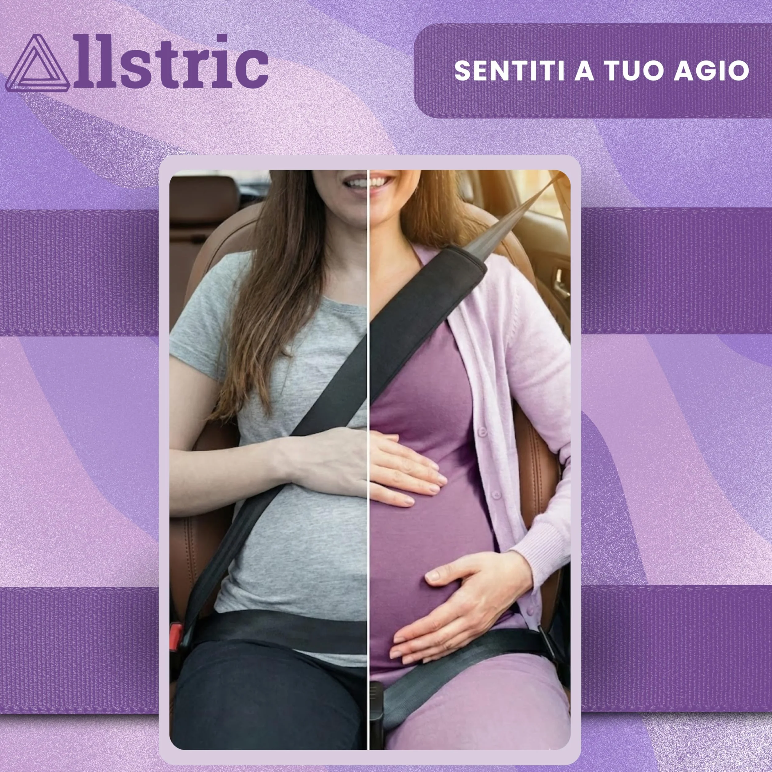 Cintura Gravidanza Auto + Cuscino Protettivo | Cintura Sicurezza Gravidanza per Proteggere da Impatti o Pressioni | Accessori Mamma Incinta per Viaggiare Sicura in Gravidanza