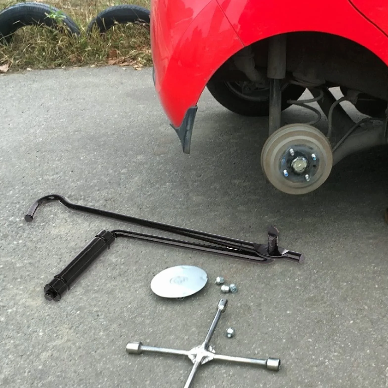 Maniglia per martinetto a forbice | Chiave a forbice per pneumatici in ferro per auto camion furgone