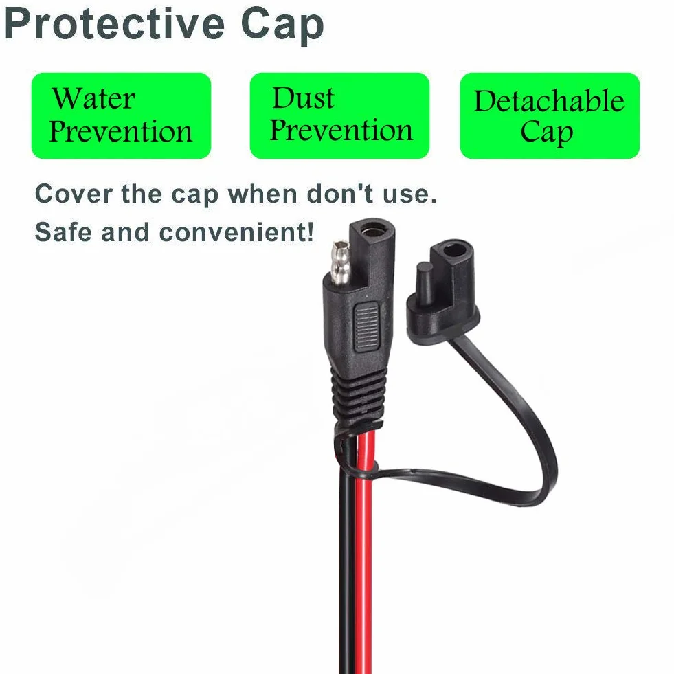 SAE to O Ring Cablaggio Terminale con Fusibile 15A, Cavo Prolunga Batteria 2FT 10AWG per Moto Auto
