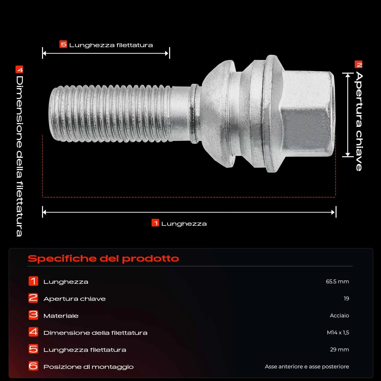 Frankberg 10x Bulloni per ruota Vite ruota M14x1.5 Compatibile con Q7 Transporter V 2002-Hetue