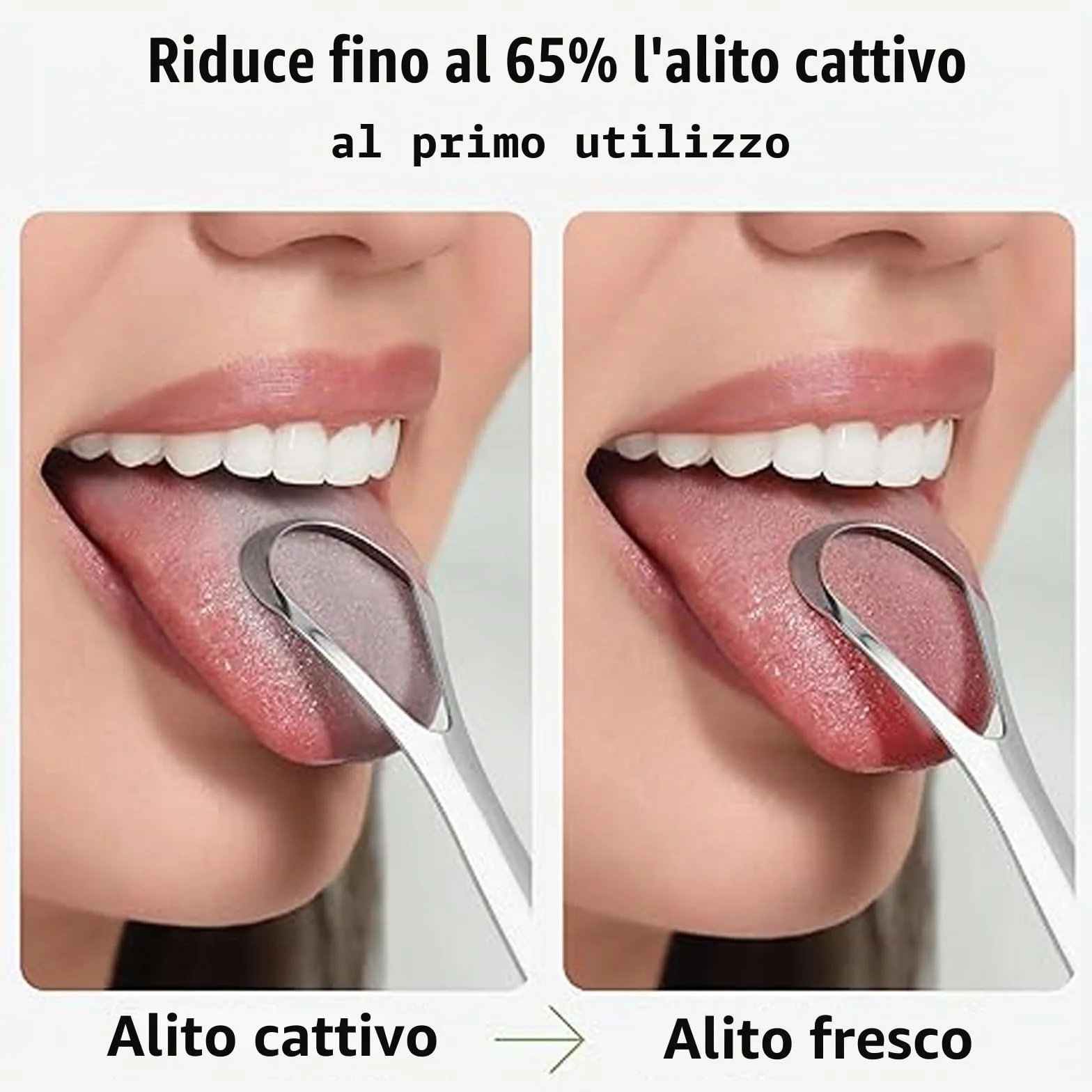 Raschietto Lingua Acciaio Inox Medico 3 Pezzi Custodia Igienica Elimina Alito Cattivo