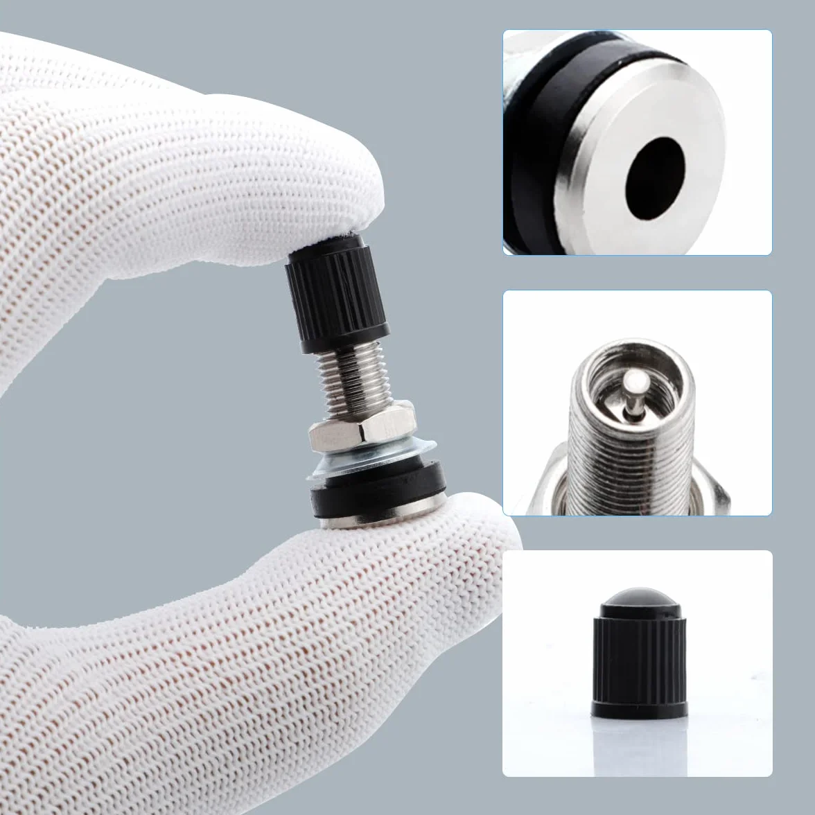 2 Pezzi Valvole per pneumatici per auto moto con stelo in metallo tubeless con tappo antipolvere