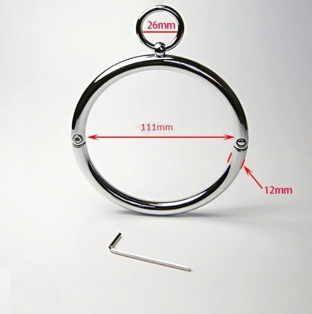 BONDAGERIE® Collare tondo in metallo con anello