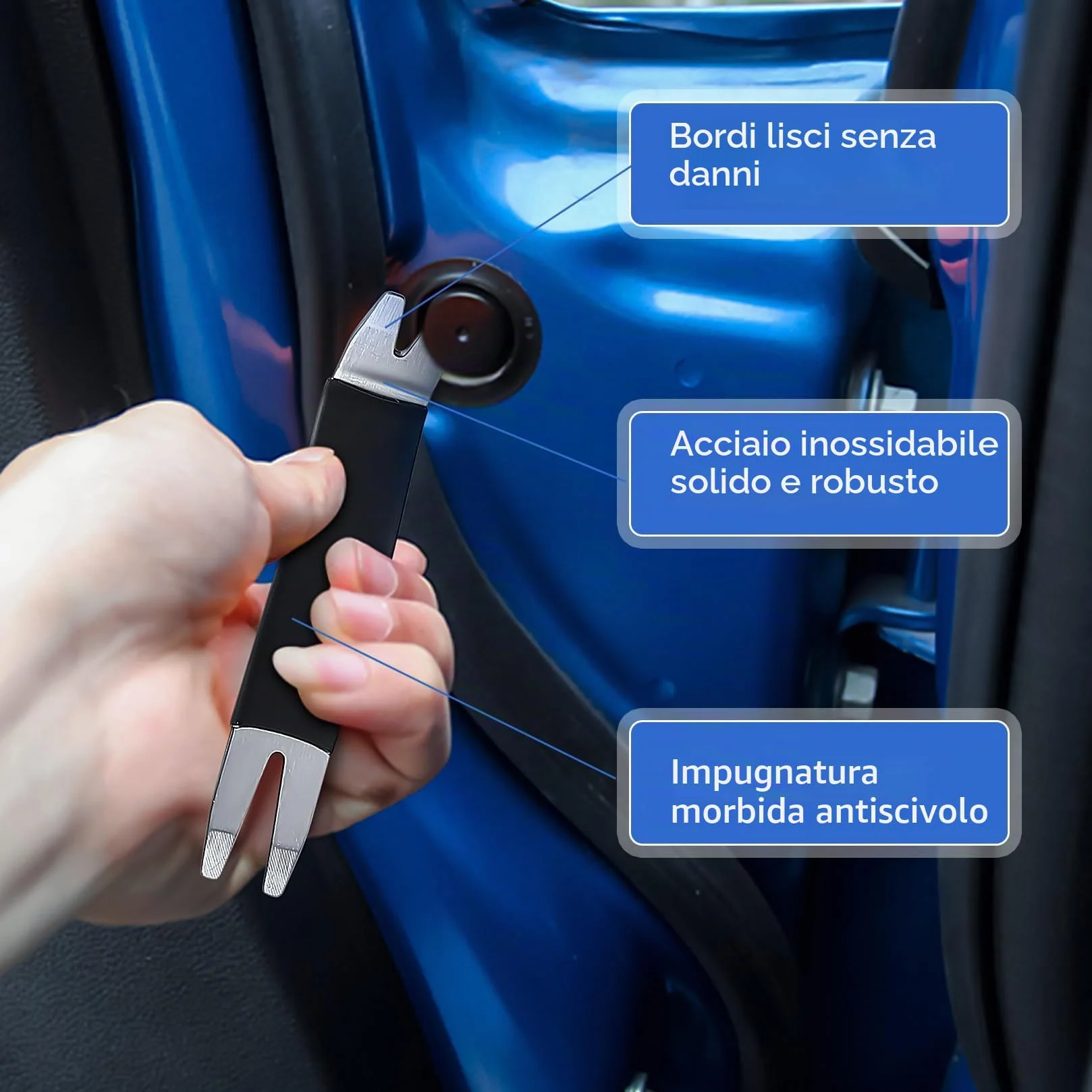 6 Pezzi Kit Smontaggio Pannelli Auto Attrezzo, Kit Leve Plastica Smontaggio Auto, Kit Smontaggio Plastiche Auto, per Rimozione Riparazioni Auto Pannelli Porta, Radio e Cruscotto