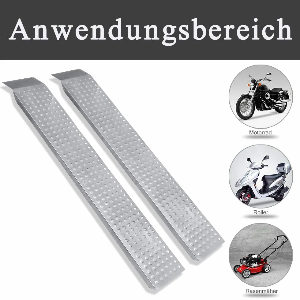 FIVMEN 2 rampe di carico per auto, portata: 400 kg, in acciaio zincato, per moto, ATV, rimorchi, auto, argento, 160 cm
