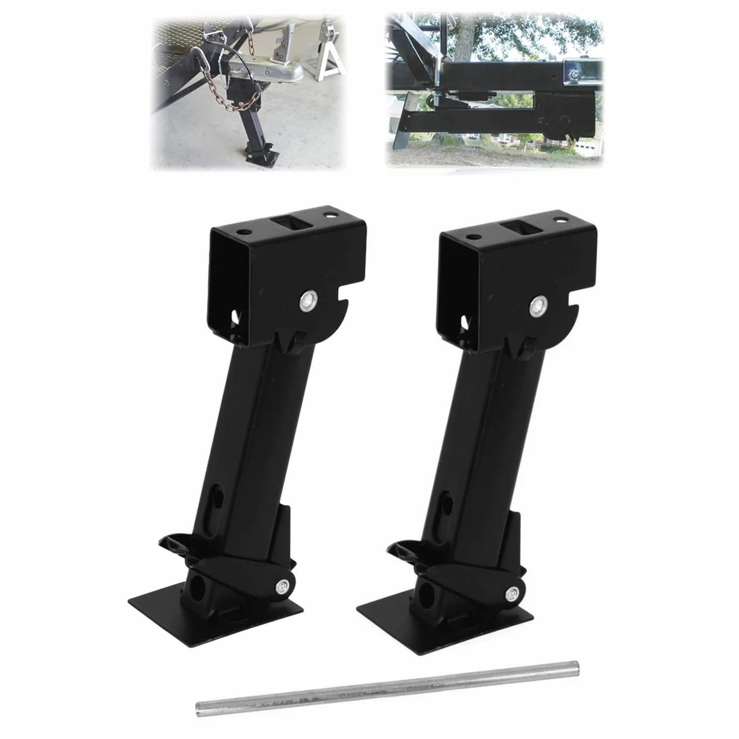 2 Pezzi Piedini Stazionamento Camper,Cric Di Parcheggio,Martinetto Stabilizzatore Per Camper,Supporto Parcheggio Martinetto Regolabile Da 650 Libbre,Adatto Per Camper,Roulotte,Ecc.(Nero)