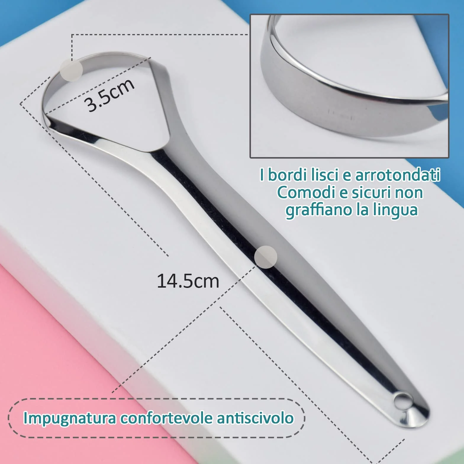 Raschietto lingua in acciaio inox Pulisci lingua 4 pezzi
