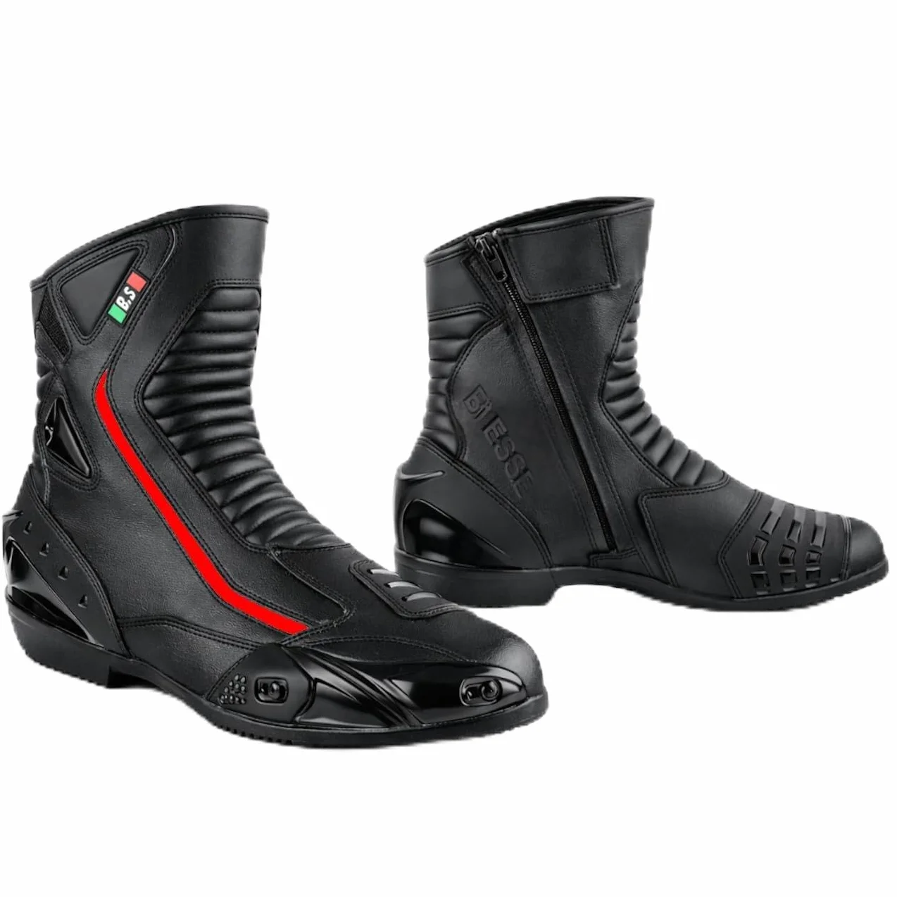 BI ESSE -Stivali Moto In Pelle,Scarpa Per Motocicletta Impermeabile,Traspiranti,Stivaletti Invernali Strada,Protezione Caviglia
