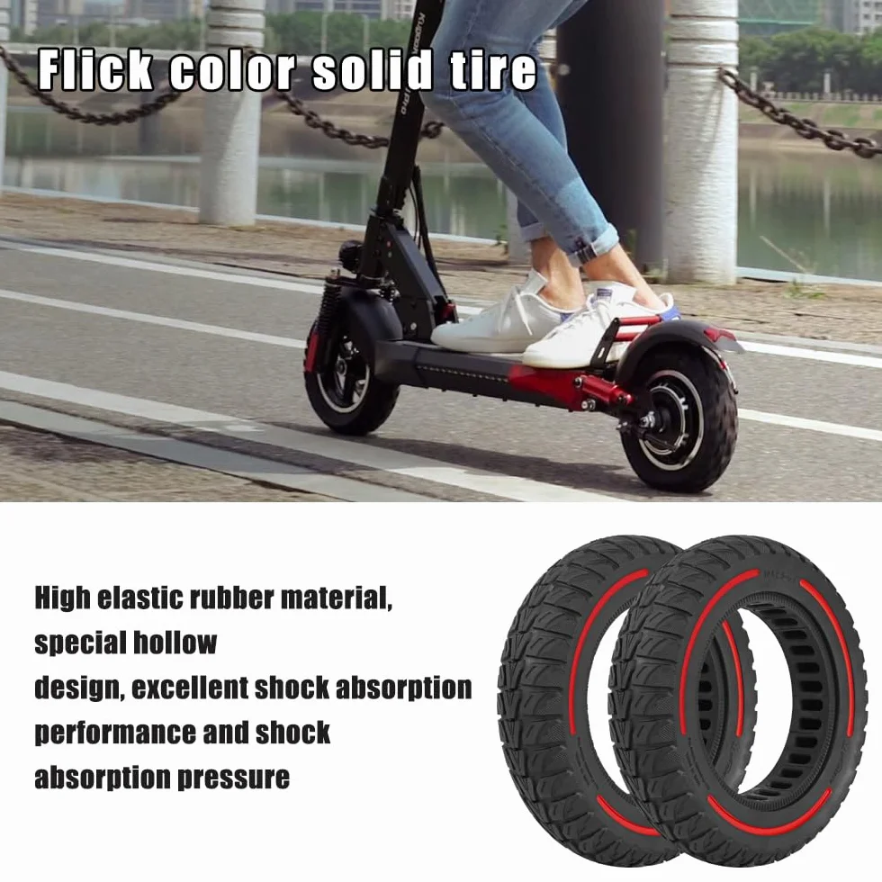 10 x 2,5 – 6,1 ruote di ricambio, pneumatici solidi da 10 pollici, per scooter elettrico KUGOO M4/M4 Pro, pneumatici di ricambio anteriori/posteriori, pneumatici pieni, antiscivolo