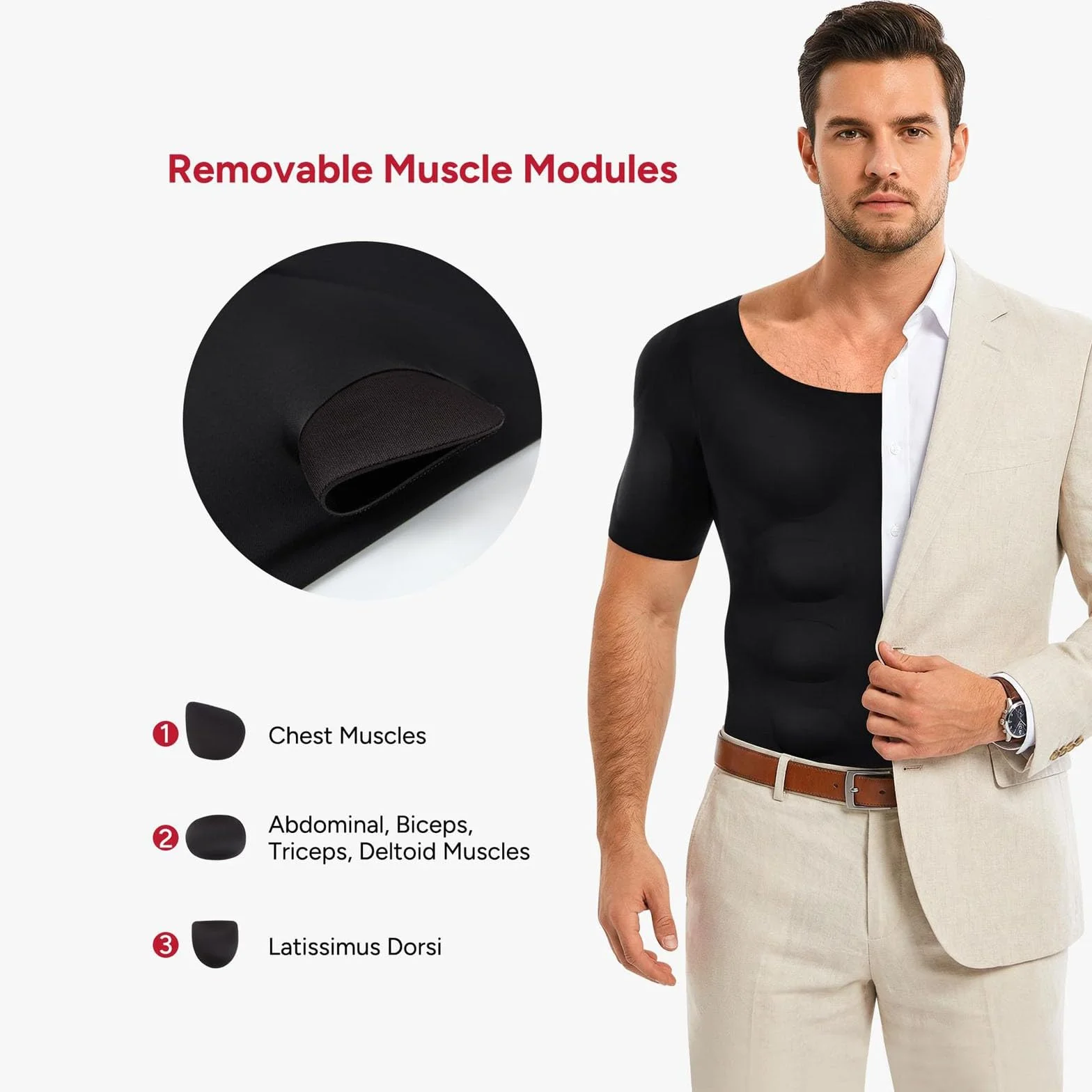Camicia muscolare a maniche corte falso petto per adulti e bambini