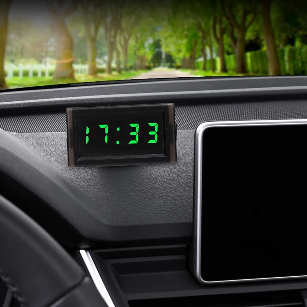 KIMISS DC4.5-30V Display digitale a LED con orologio elettronico per auto antipolvere impermeabile(verde)