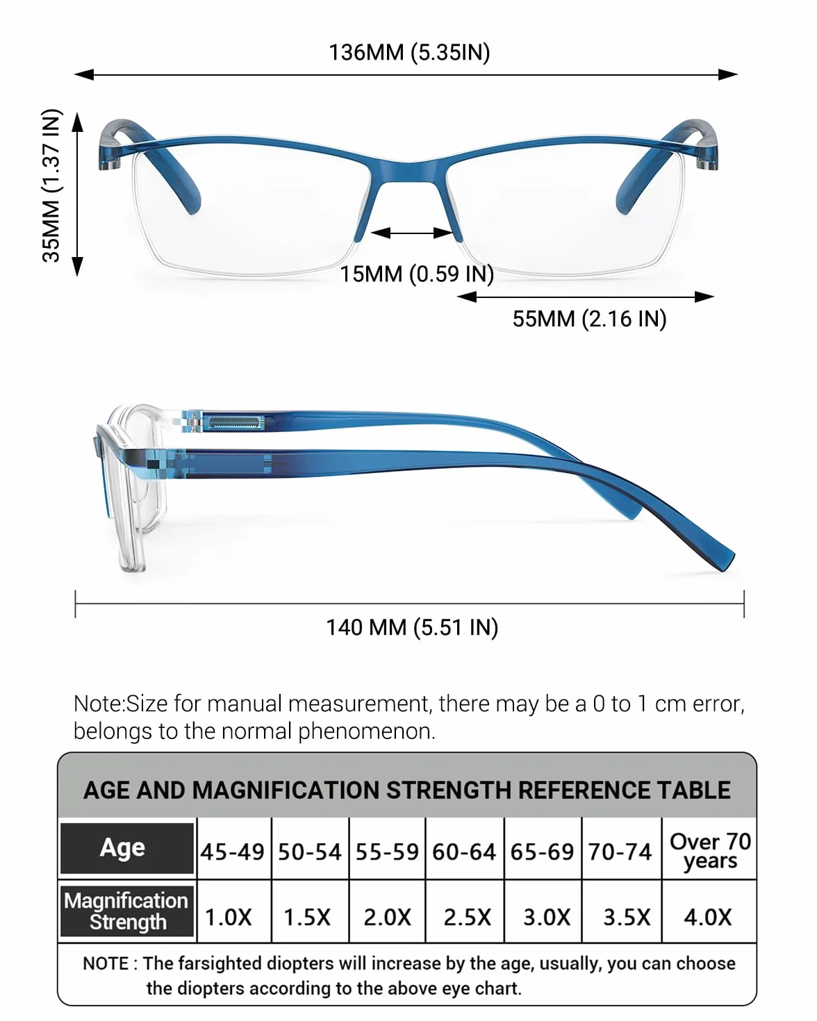 LUFF Occhiali da lettura anti-raggi blu ultraleggeri 4Pairs