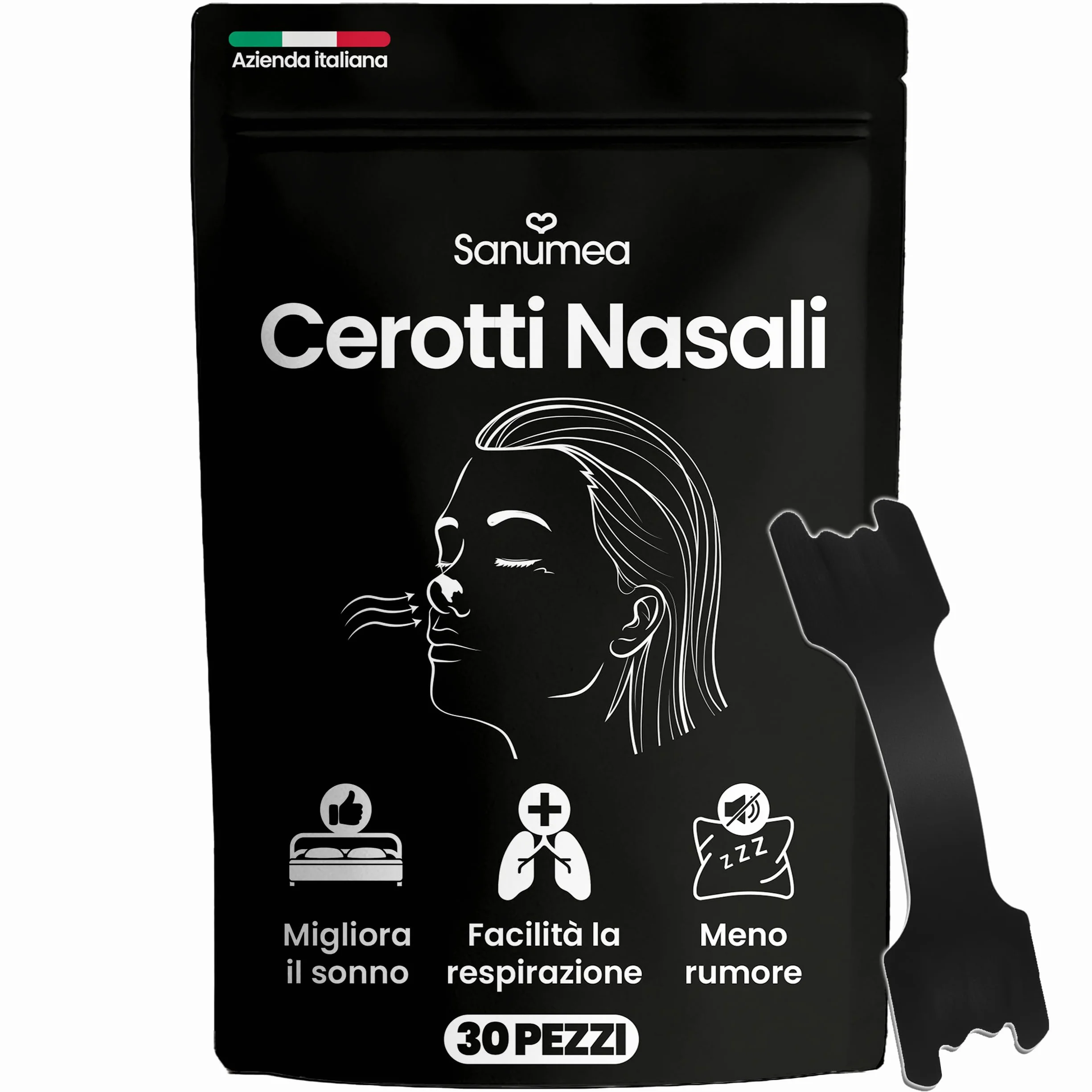 Cerotti Nasali Anti Russamento 30 Pezzi, Sport Respira Bene, Dimensioni Universali, Marca Italiana