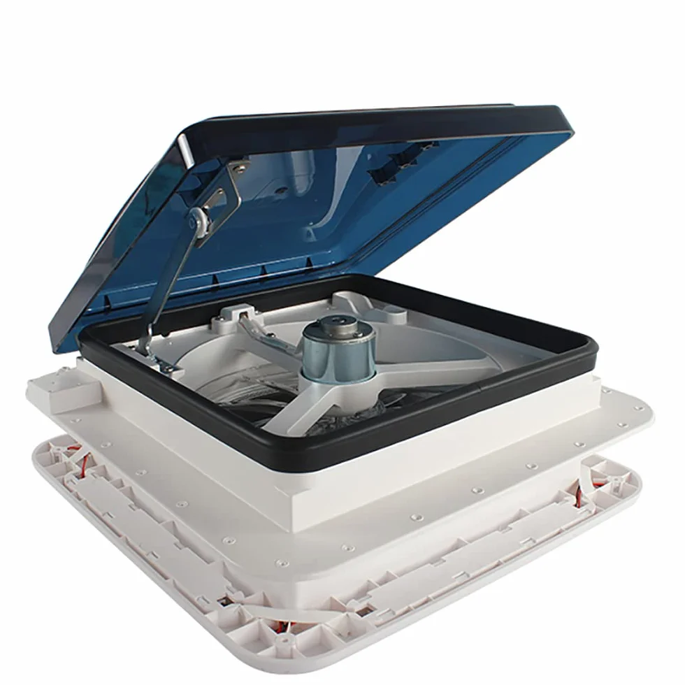 Finestra da tetto per camper 28x28 cm ventilazione insonorizzata ventola estrazione aria manuale LED 30W 12V