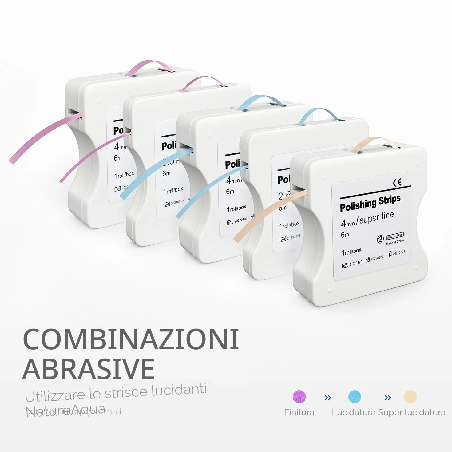 NatureAqua Carta abrasiva per denti strisce lucidatura dentale ultra-fine 4 mm 6M/rotolo