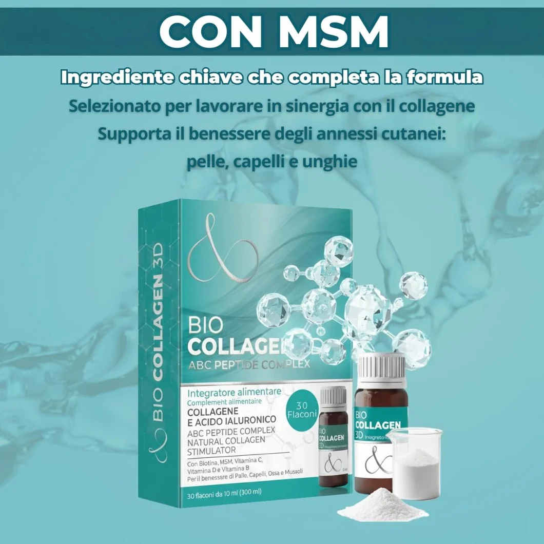 Collagene da Bere con Acido Ialuronico, Biotina, Msm, Vitamina C e Peptide - Collagen Idrolizzato per Ossa e Articolazioni