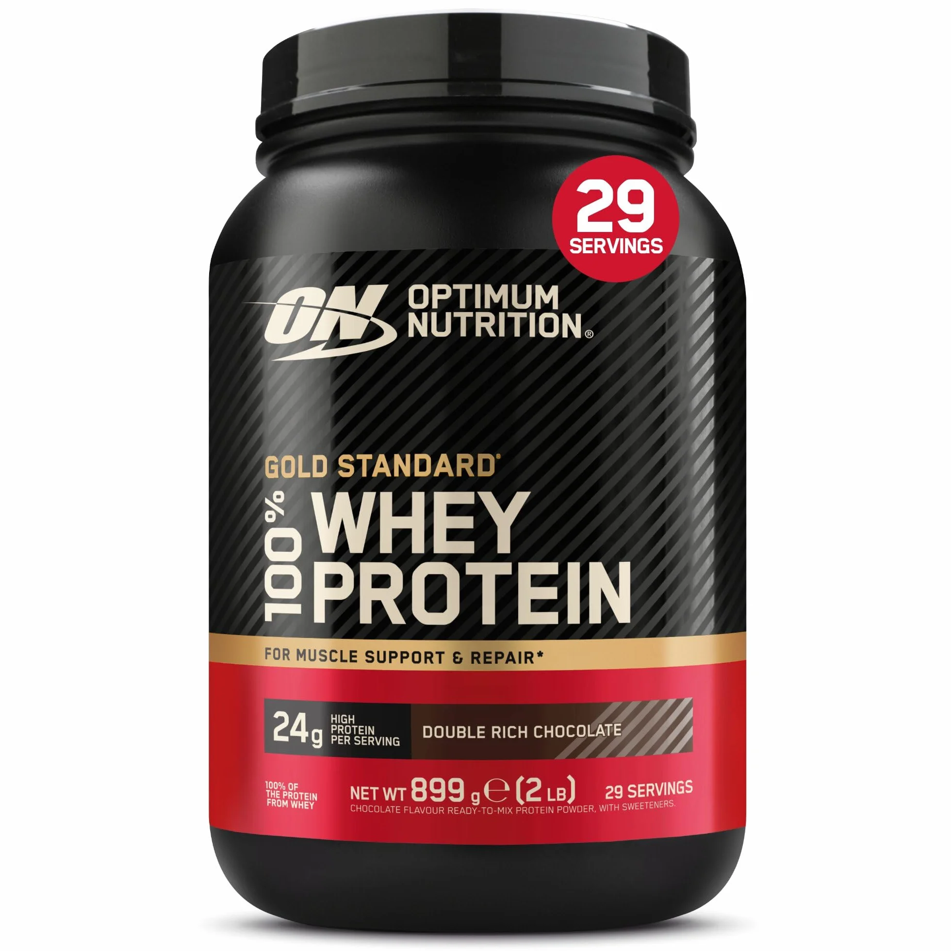 Optimum Nutrition Gold Standard 100% Whey Proteine in Polvere Doppio Cioccolato 899g 29 Porzioni