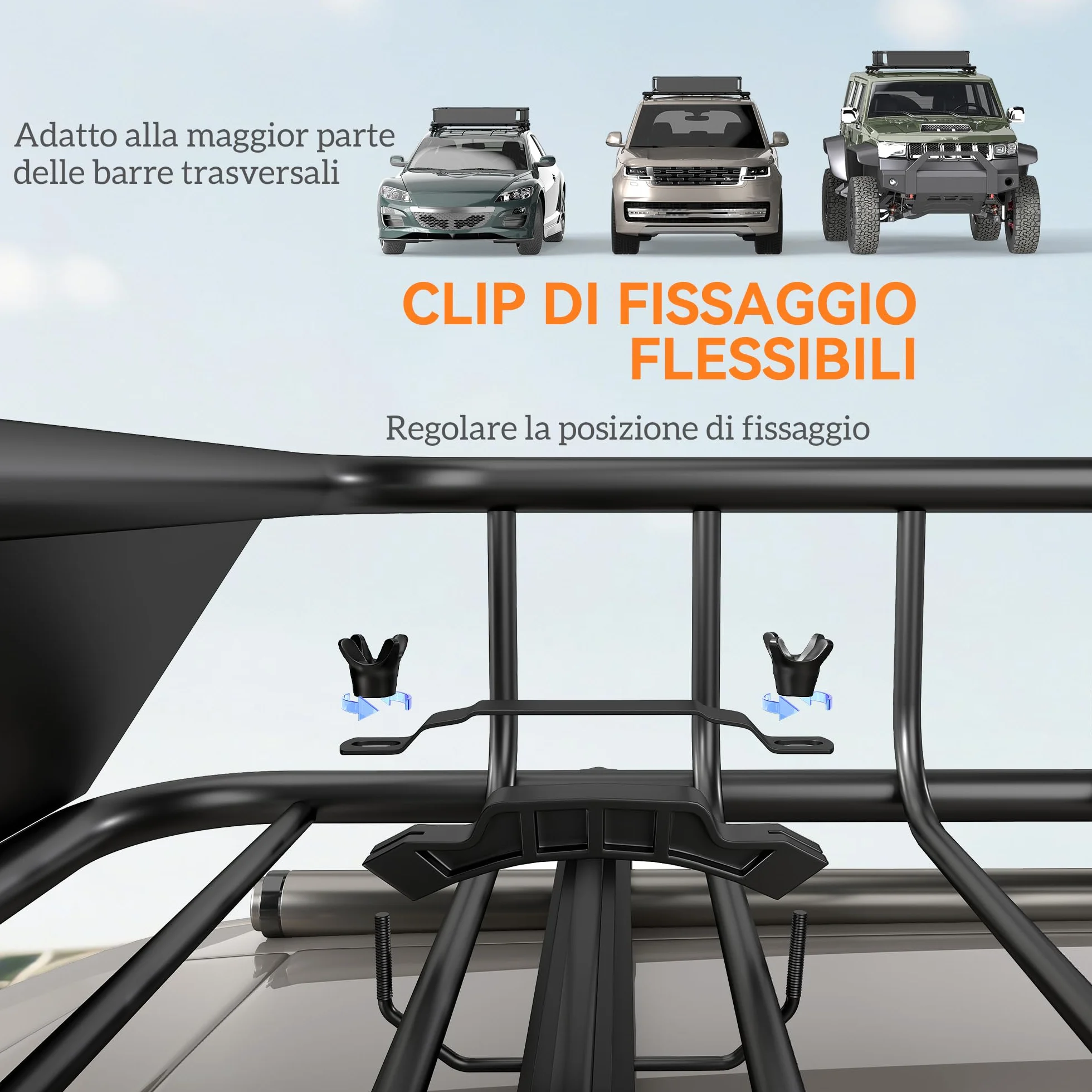 HOMCOM Portapacchi Auto Tetto da 90.7 kg, Cestello Portapacchi Auto Universale con Deflettori, Barre Laterali, Portabagagli in Acciaio, per SUV, Pickup, Fuoristrada, Berline, 110.5x99.5x18.5 cm, Nero