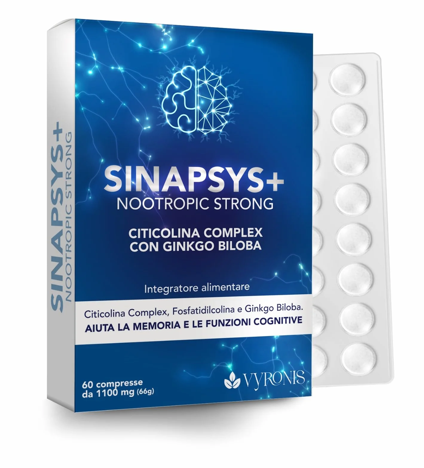SINAPSYS+ integratore di citicolina 1000 mg colina boost mente memoria concentrazione
