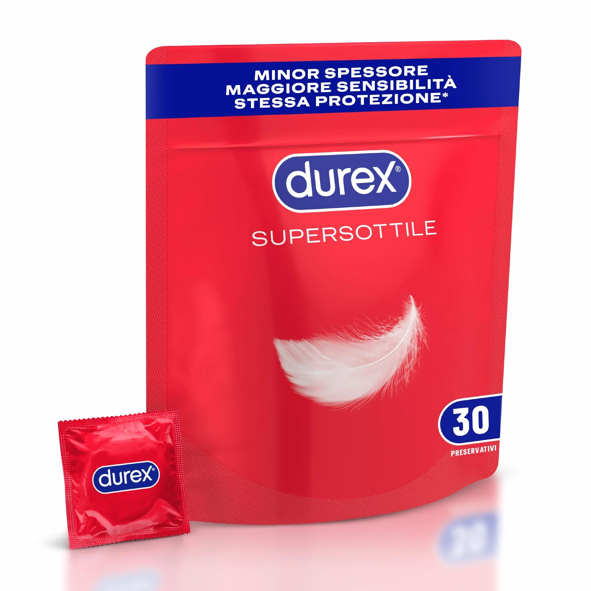 Durex SuperSottile Preservativi Ultra Sottili Vestibilità Regular Formato Convenienza 30 Profilattici