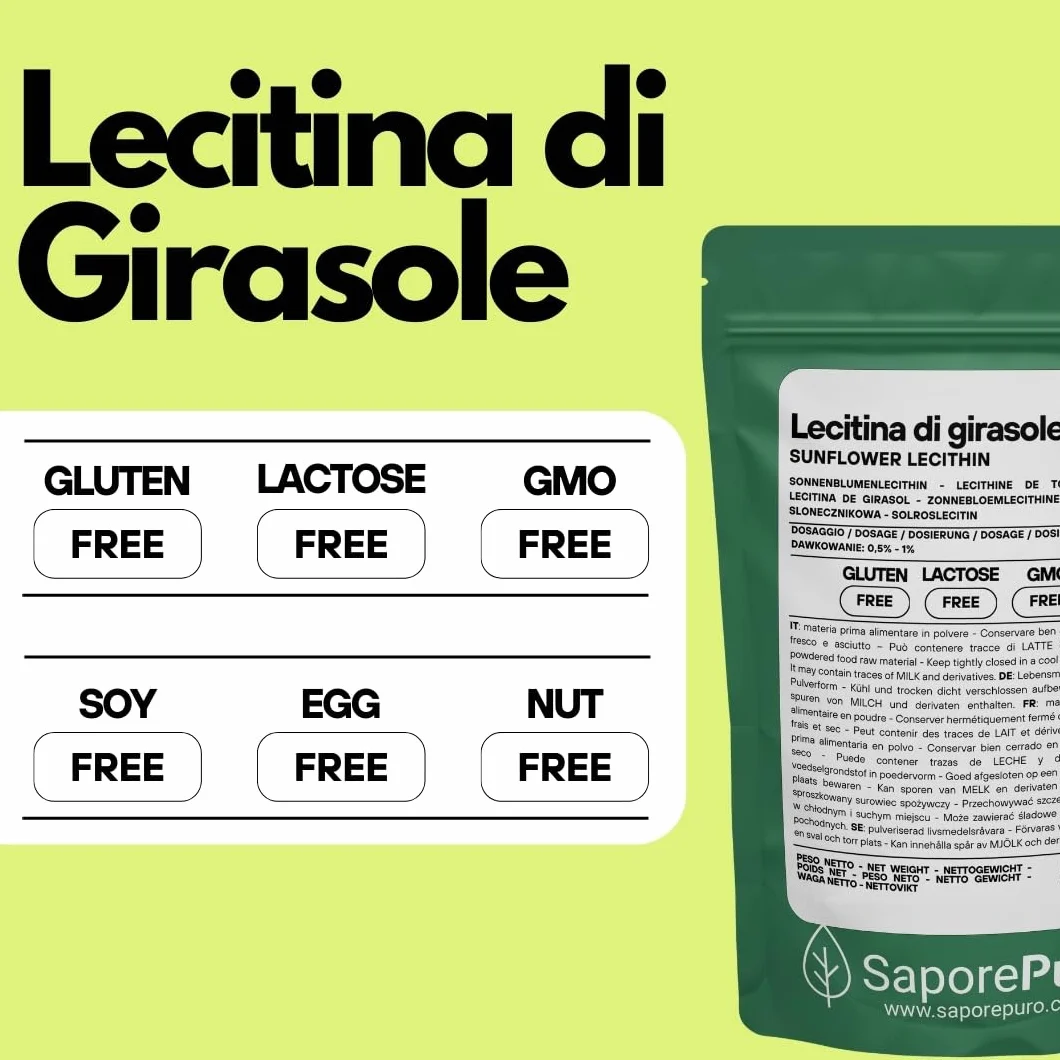 SaporePuro Lecitina di Girasole in Polvere 50 g – Emulsionante Naturale