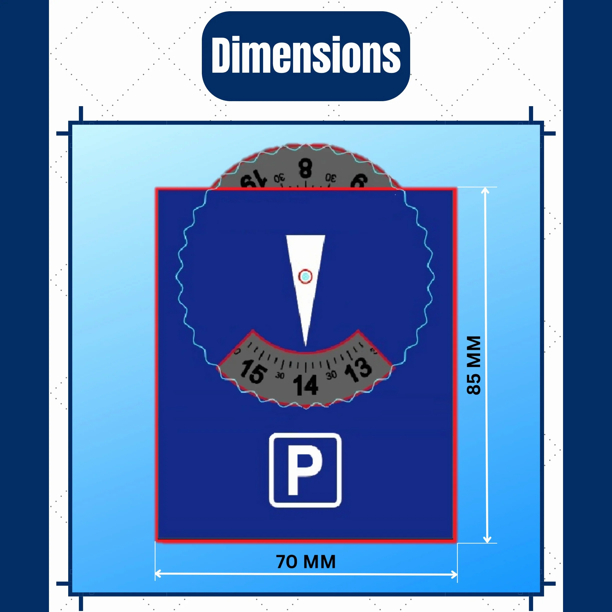Disco orario ADHESIF zona blu Standard europeo Anti UV 8,5 x 7 cm