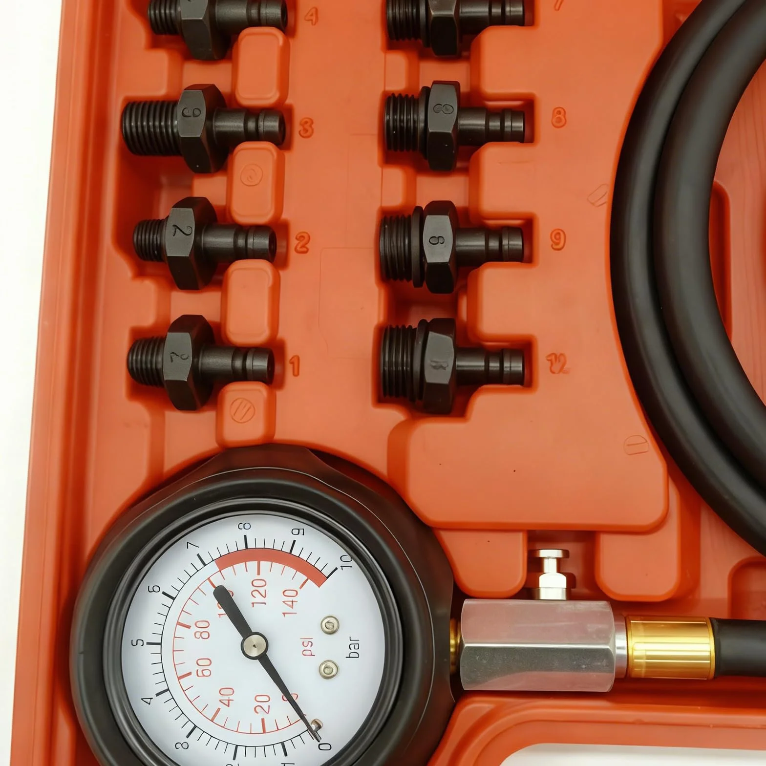 Kit di tester di pressione dell'olio, misuratore di pressione dell'olio, strumento tester di pressione dell'olio, 0-140 PSI, sistema di carburante, sensore meccanico del motore, prova di compressione