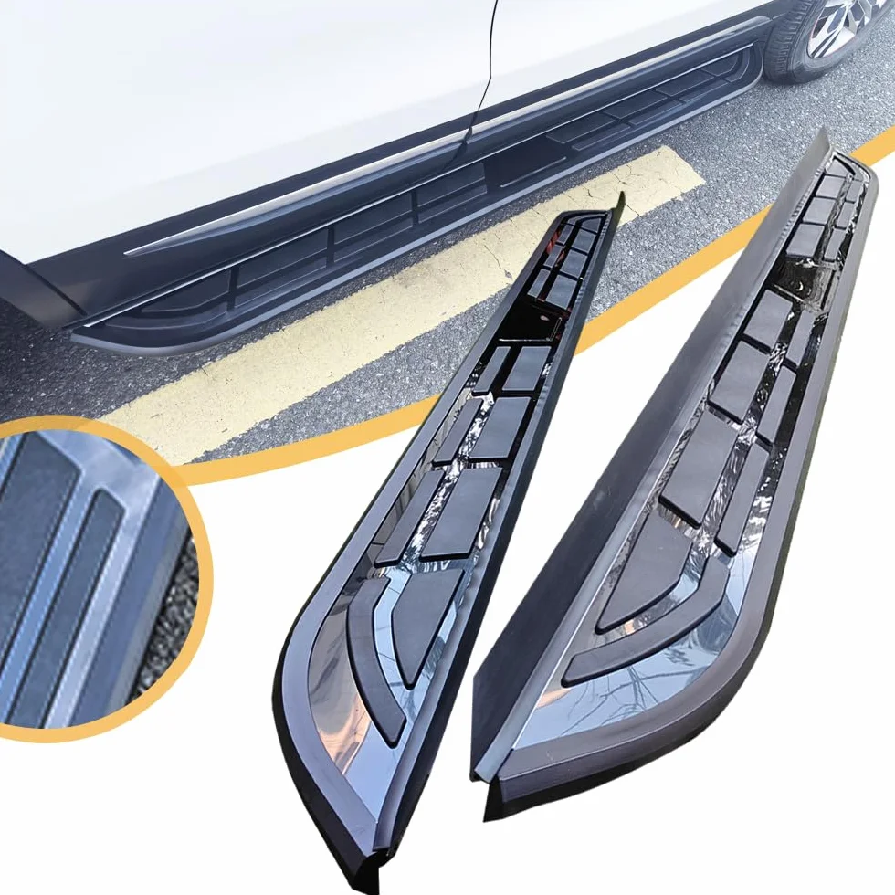 HKX, set di 2 accessori per pedane laterali per JEEP RENEGADE 2015-2026, in alluminio, colore nero (con staffa)