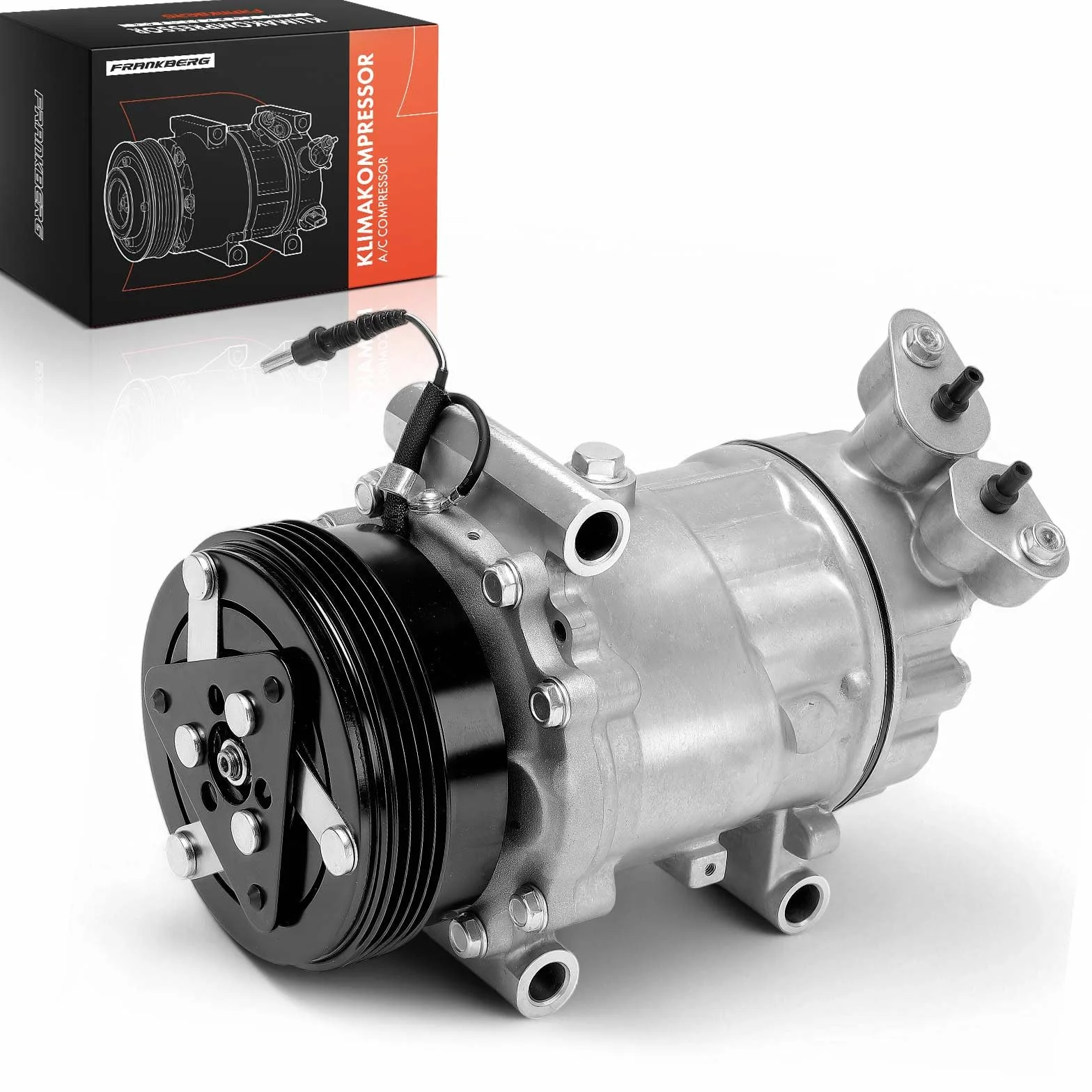 Frankberg Compressore dell'aria condizionata con frizione Benzina Compatibile Clio II Twingo I Logan Kangoo 8200840899