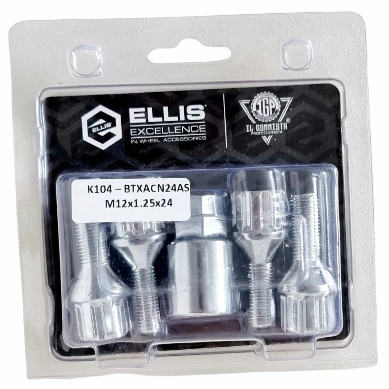 IGP IL GOMMISTA PROFESSIONISTA Kit 4 BULLONI ANTIFURTO Ruote M12 x 1.25 X 24 Chiave 17 & 19 X Cerchi in Lega compatibili con Alfa Mito Giulietta Lancia YPSILON Delta MUSA Opel Corsa Crossland