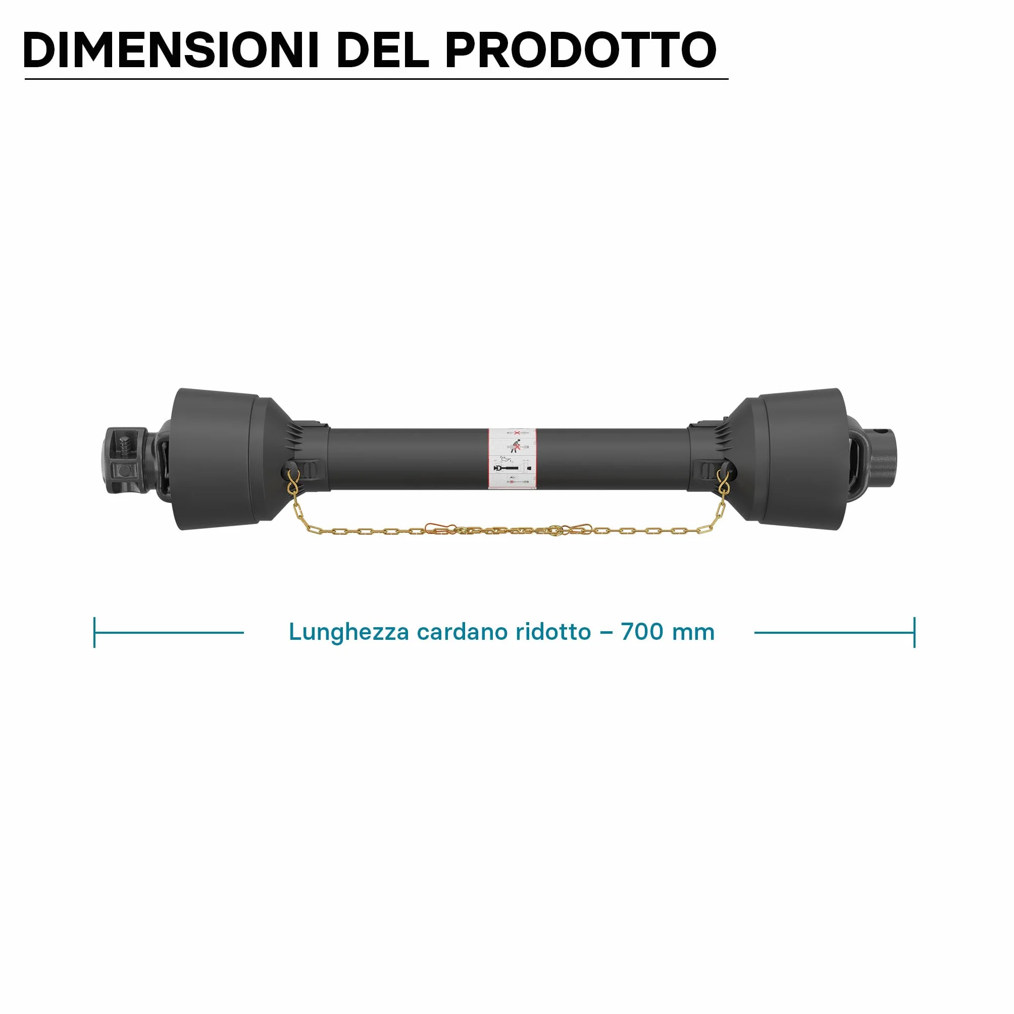 Wiltec Albero cardanico T5 Giunto cardanico 600mm 620Nm 540rpm Cardano 54kW (74CV) 2X 1 3/8" 6 Denti