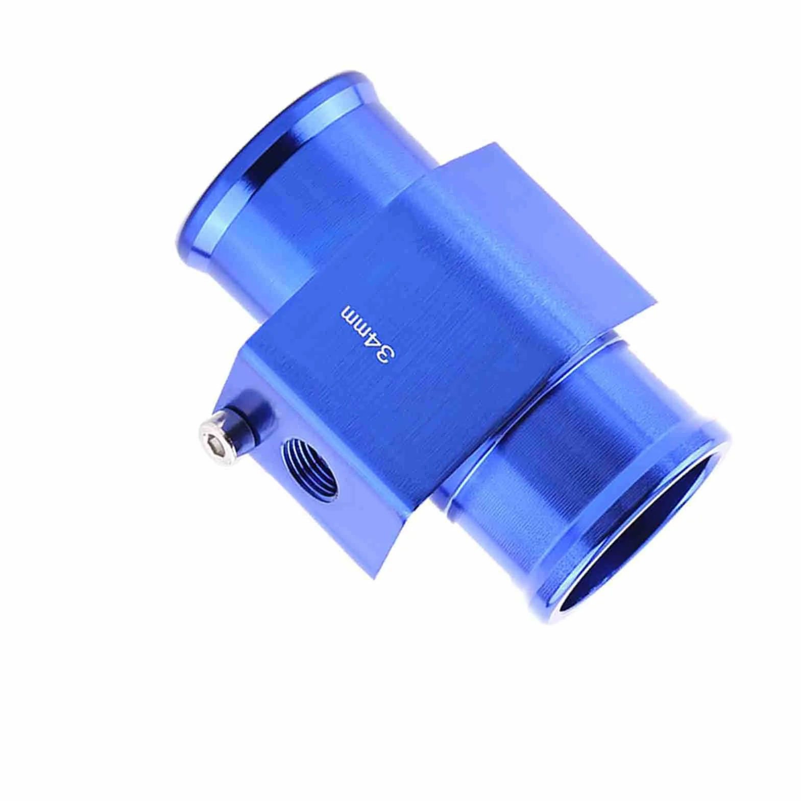 Giunto per la temperatura dell'acqua Giunto universale per la temperatura dell'acqua in alluminio per auto Raccordo per tubo del tubo del sensore Adattatore blu, 26 28 30 32 34 38 40mm(34mm)