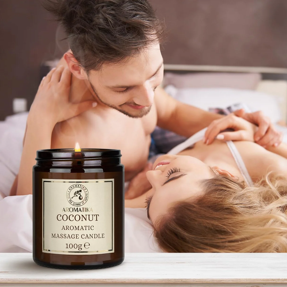 Candela da Massaggio Coco 100g - Cera di Soia - Olio di Cocco, Mandorla & Monoi di Tahiti - Aromaterapia