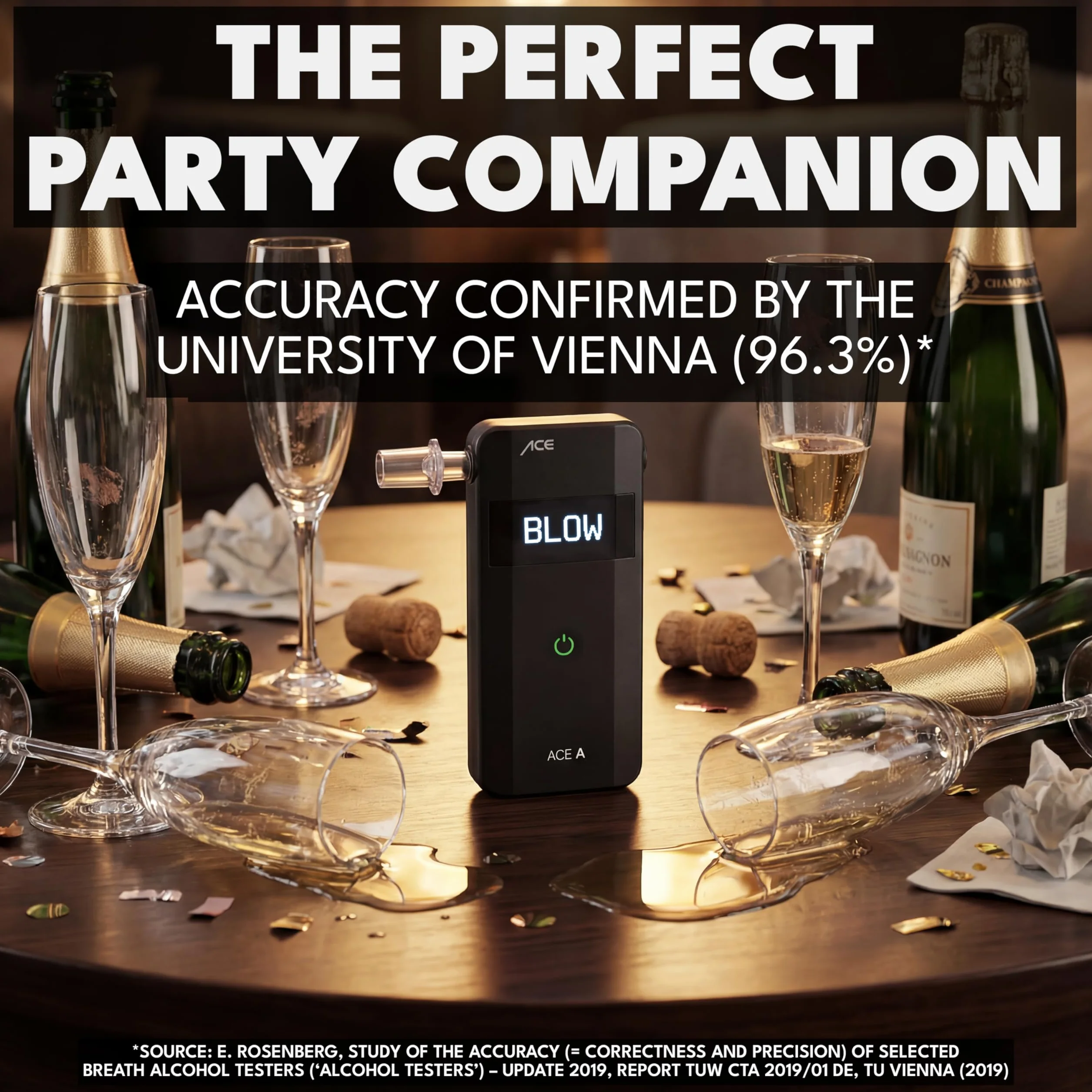 ACE A Alkotester - cyfrowy alkomat z czujnikiem elektrochemicznym, 1 przycisk
